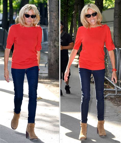 Brigitte macron, 65, who is married to emmanuel macron, 40, attended a bastille day event today in paris, france. Brigitte Macron: Brigitte dressed down in jeans and boots ...