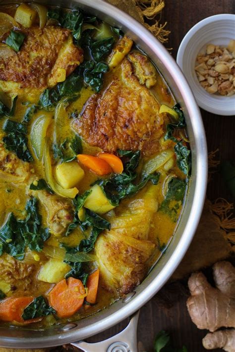 Ginger And Turmeric Braised Chicken With Turnips Kale And Carrots In
