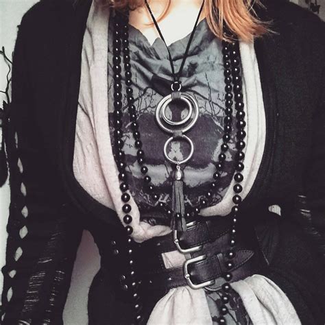 Metal Ring Pendant Modern Goth Stylish Necklace Long Necklace