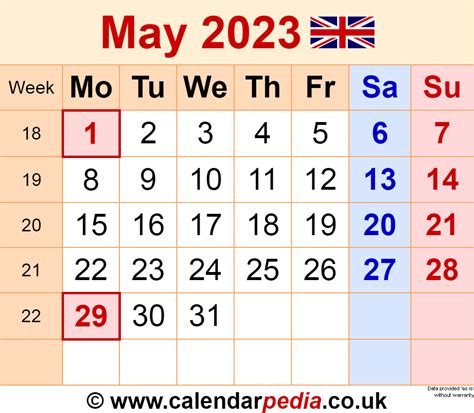 Calendar May 2023 Uk With Excel Word And Pdf Templates