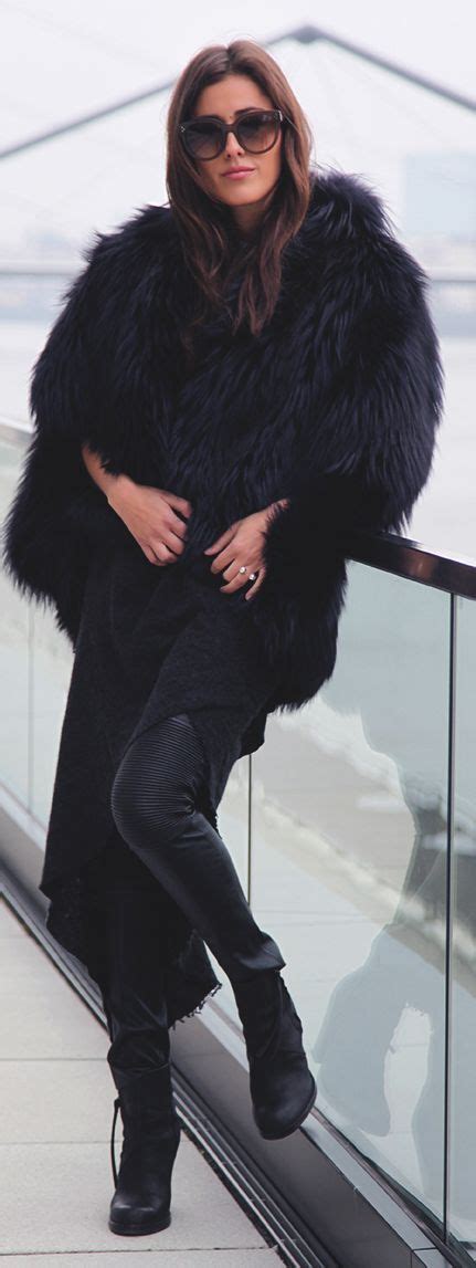 Black Chic Faux Fur Coat Chic Faux Fur Black White Fashion Fashion