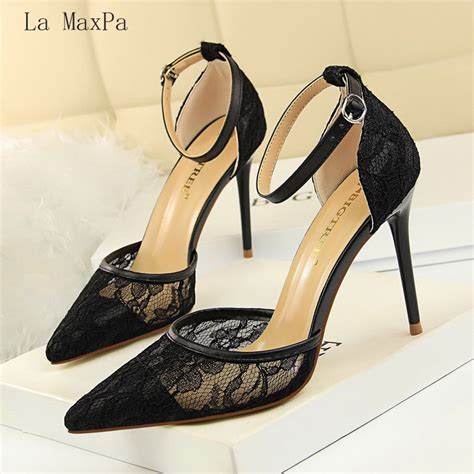 la maxpa elegant sexy luxury fashion women pumps high heels high quality high quality black net