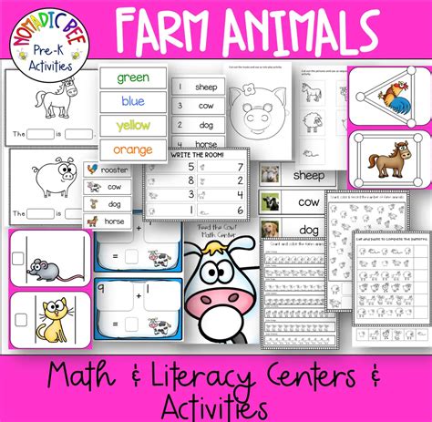 Farm Animals Math And Literacy Centers Nbprekactivities