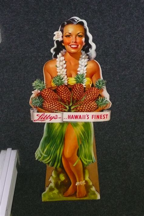 Libbys Pineapple Hawaiian Hula Girl Supermarket Stand Up Cardboard