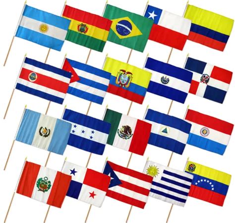 Set Of 20 Latin America Country Flags 12x18in Stick Flags Of Latin