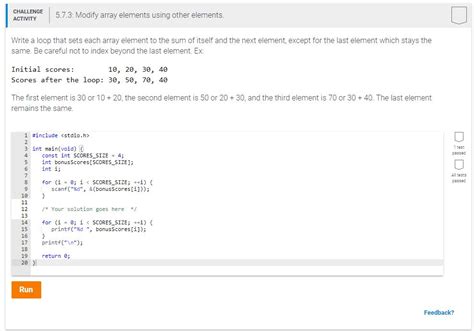 Solved 5 7 3 Modify Array Elements Using Other Elements Chegg Com