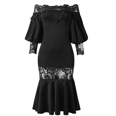 2018 Slash Neck Women Party Dresses Multilayer Lace Stitching Space Layer Off The Shoulder Sexy