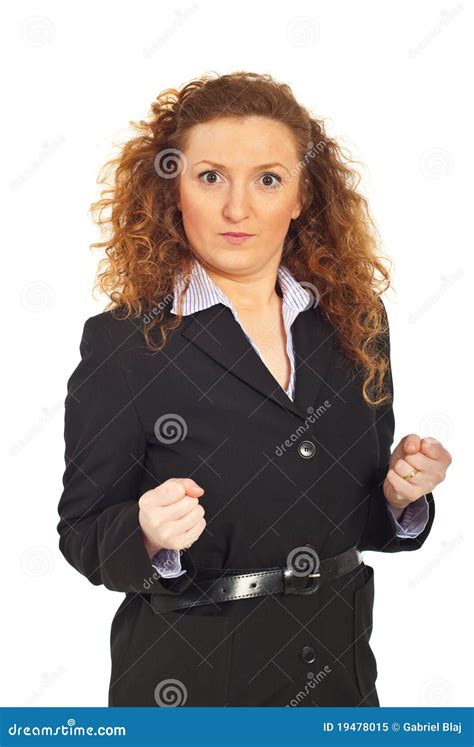 Furious Business Woman Showing Fists Royalty Free Stock Photo Image