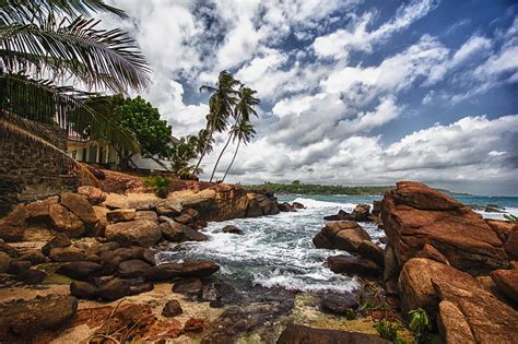 Hd Wallpaper Sri Lanka Mirissa Palms Waves Beach Droneview