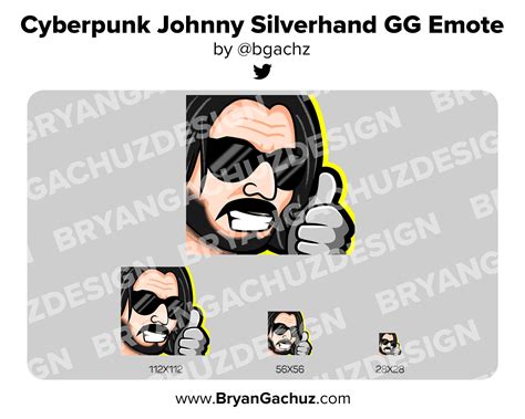 Cyberpunk Keanu Johnny Silverhand Gg Emote For Twitch Discord Or