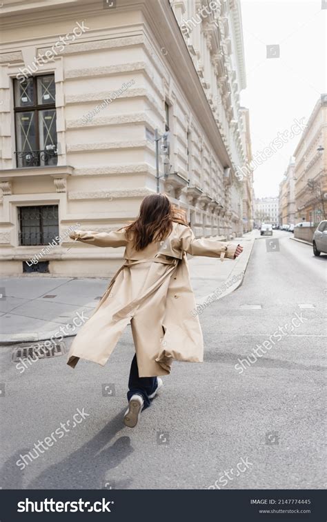 Back View Woman Beige Trench Coat Stock Photo Shutterstock