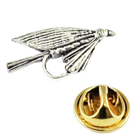 Small Fly Hook Fish Fishing English Pewter Lapel Pin Badge From Ties Planet UK