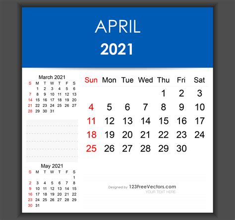 Free Editable April 2021 Calendar Template