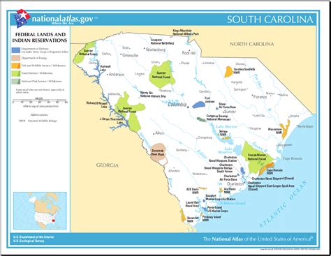 Map Of South Carolina Map Federal Lands And Indian Reservations