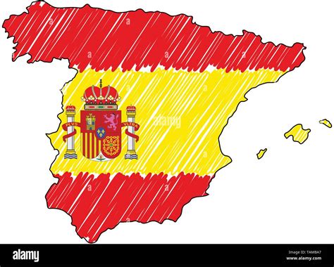 España Mapa Boceto Dibujados A Mano Ilustración Del Concepto De Vector