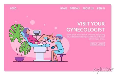 Gynecological Examination Line Art Vector Illustration For Website Posters For The Wall