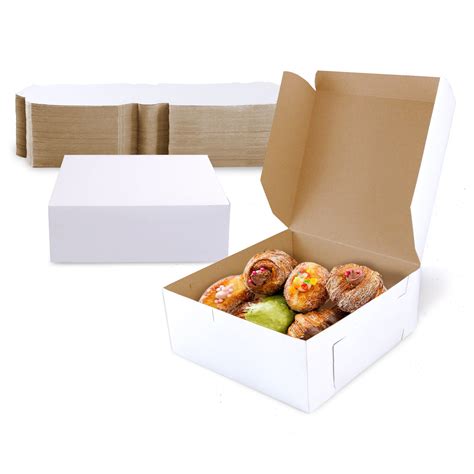 25 Pack Pastry Boxes 6 X 6 X 3 Inches White Bakery Box For Cookies