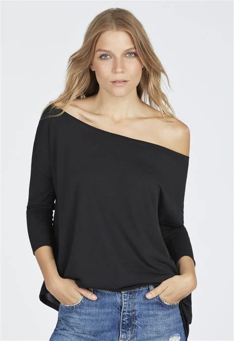 Slouchy 34 Sleeve Off Shoulder Top Tops Chic Woman Three Quarter
