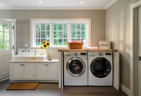 Laundries and washing machines are most often placed in bathrooms. Washer and Dryer Cabinet with Fold In Doors - Cottage ...