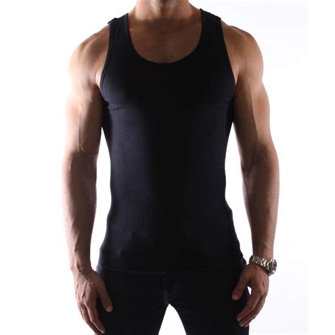 Pc Cotton Mens A Shirt Ribbed Tank Top Sport Undershirt Black Ebay
