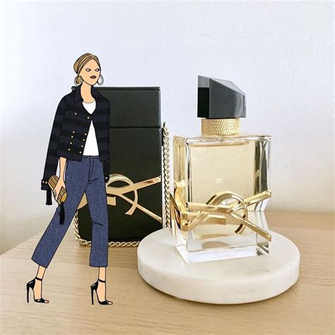 A Paper Cutout Of A Woman Standing Next To A Perfume Bottle On A Table