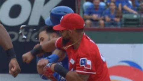 Jays Jose Bautista Punched In Face By Rangers Rougned Odor After