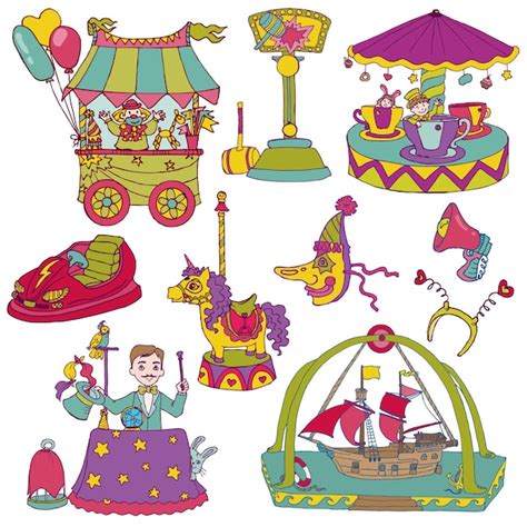 Premium Vector Vector Set Vintage Circus Set