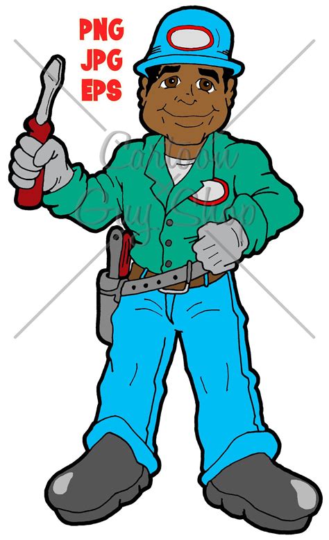 Cartoon Black Handyman Png  Eps Handyman Clipart Etsy Cartoon