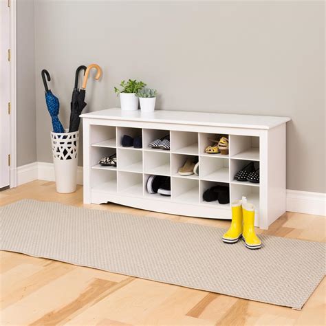 Choose the right mudroom shoe storage solution to keep your family's footwear corralled. Prepac Entryway Shoe Storage Cubbie Bench White WSS-4824