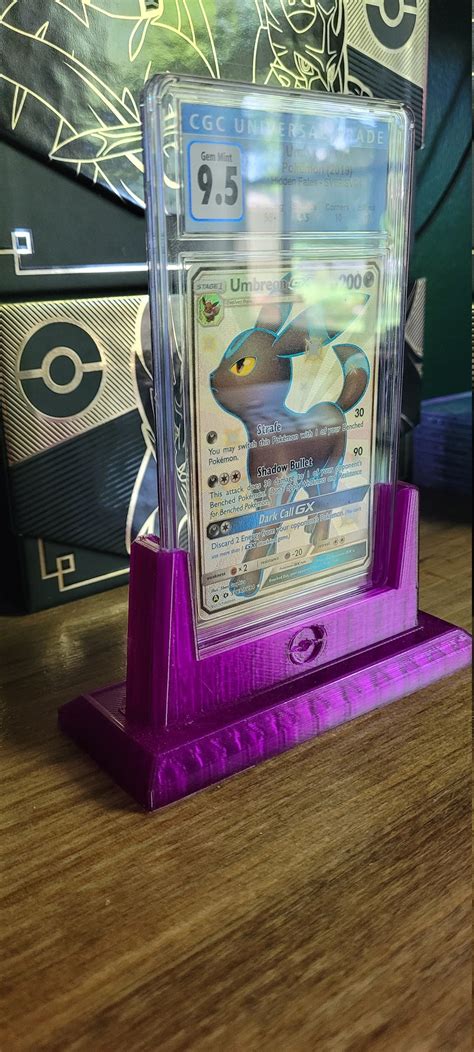Graded Trading Card Slab Display Stand With Pokeball Stamp Cgc Or Psa Etsy