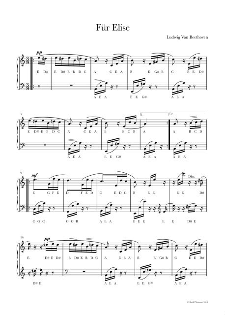 But, the most often played a part is easy enough for a beginner, usually after about a year of playing or so. Fur Elise by Beethoven Full Version With Letter Names Piano Sheet Music PDF Download
