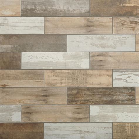 The montagna wood collection now includes a porcelain wood look tile that conveys the appearance of aged wood that has been weathered and reclaimed. MARAZZI Montagna Wood Vintage Chic 6 in. x 24 in ...