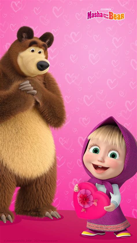 Valentines Wallpaper From Masha And The Bear 💝 Em 2023 Masha E O Urso Macha E Urso Marsha E