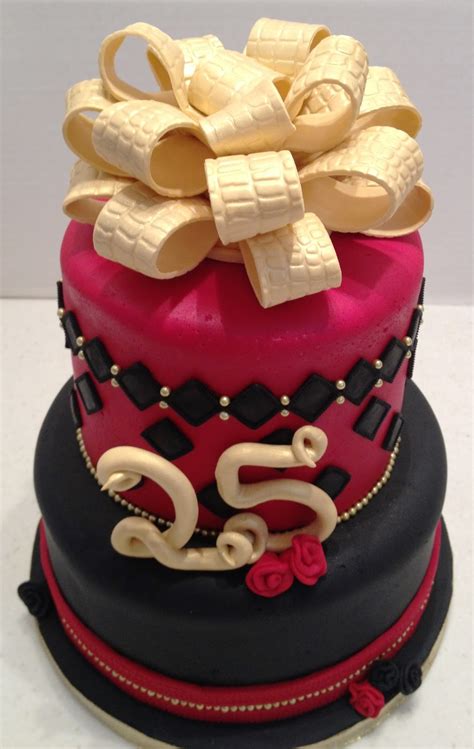 Birthday cakes can sometimes look tricky to make at home but we've got lots of easy birthday cake recipes and ideas for amateur bakers to make. MaryMel Cakes: Red, Black & Gold 25th Birthday