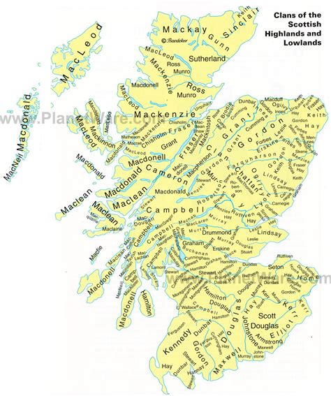 Map Of Clans Of The Scottish Highlands And Lowlands Planetware