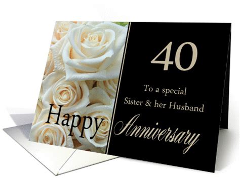 I'm really very glad that you stayed strong in your love and overcame. 40th Anniversary, Sister & Husband - Pale pink roses card ...