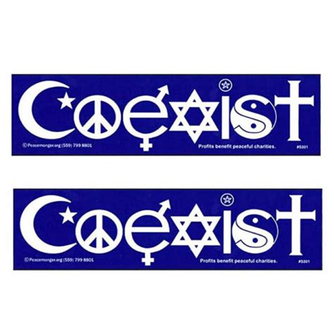 2 Coexist Interfaith Religion Peace Sign Yin Yang Symbol Cross Bumper