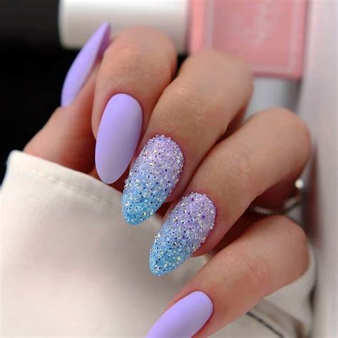 Short Purple Nails With Diamonds Purple Nail Polish Trends With