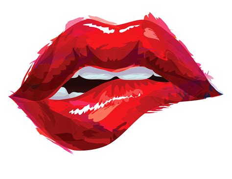 Vector Lips Lips Illustration Red Wall Art Biting Lips
