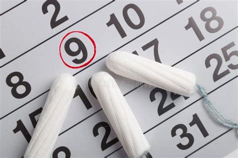 Menstrual Calendar With Tampons And Pads Menstruation Cycle Stock Image Image Of Mark