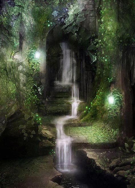 Pin By Sd On Artistic Expressions Fantasy Landscape Waterfall