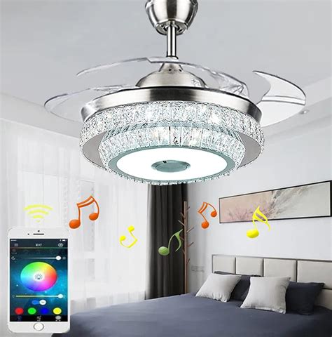 Buy 42inch Bluetooth Crystal Ceiling Fan Lights With Music Player And