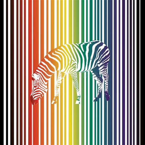 Rainbow Zebra With Rainbow Stripes Background Stock Vector