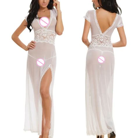 Lenceria Hotsexy Long Dressing Night Gown Sheer Dress Evening Nightgown Nightie Sleepwear