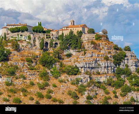 The Fortified Village Of Gourdon Situated High In The Mountains Is