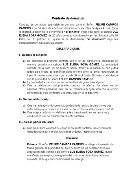 Contrato De Donacion Gobierno Política