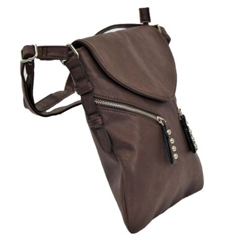 9034 Dark Brown Pu Leather Cross Body Shoulder Bag