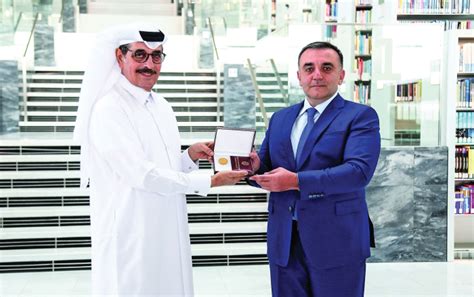 Azerbaijan Ambassador Presents Commemorative Badge To Qnl Read Qatar