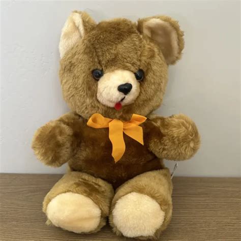 Vintage Cuddle Wit Teddy Bear Felt Tongue Stuffed Animal 16 Plush Gold