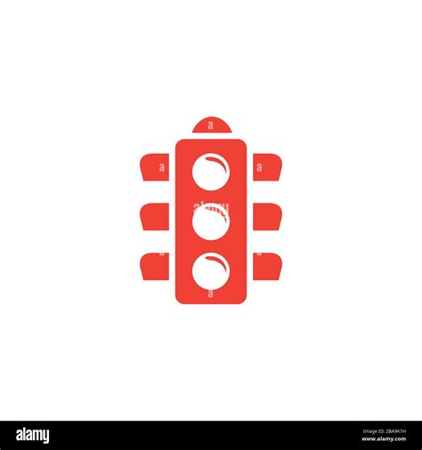 Traffic Light Signal Red Icon On White Background Red Flat Style